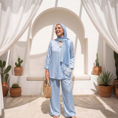 Premium Shimmering Linen Suit - Elegant Modest 2-Piece Set