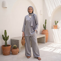 Premium Shimmering Linen Suit - Elegant Modest 2-Piece Set