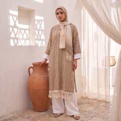 Stripe Linen Tuni-suit Set - Elegant 2-Piece