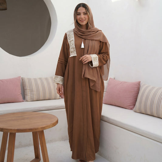 Linen Embroidered Abaya
