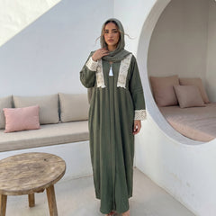 Linen Embroidered Abaya