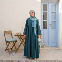 Linen Hooded Dress With Side Pockets