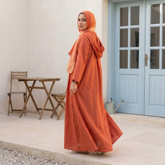Linen Hooded Dress With Side Pockets