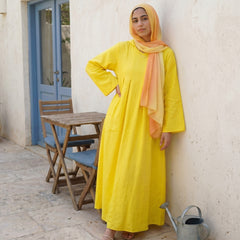 Linen Hooded Dress With Side Pockets