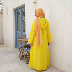 Linen Hooded Dress With Side Pockets