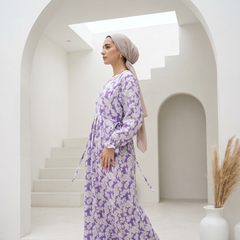 Printed Linen Dress full view | عرض كامل لـفستان كتان مطبوع – view 3 | لقطة 3