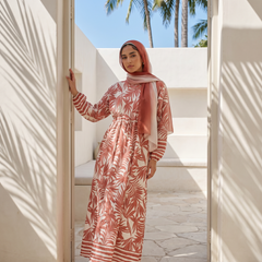 Linen Palm Print Dress