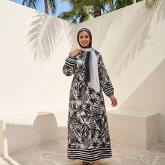 Linen Palm Print Dress