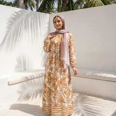 Linen Palm Print Dress