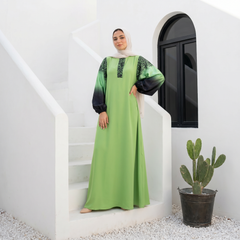 Crepe Abaya with Satin Sleeves