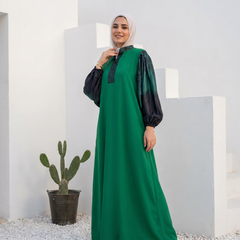 Crepe Abaya with Satin Sleeves