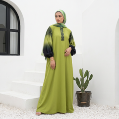 Crepe Abaya with Satin Sleeves