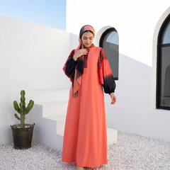 Crepe Abaya with Satin Sleeves